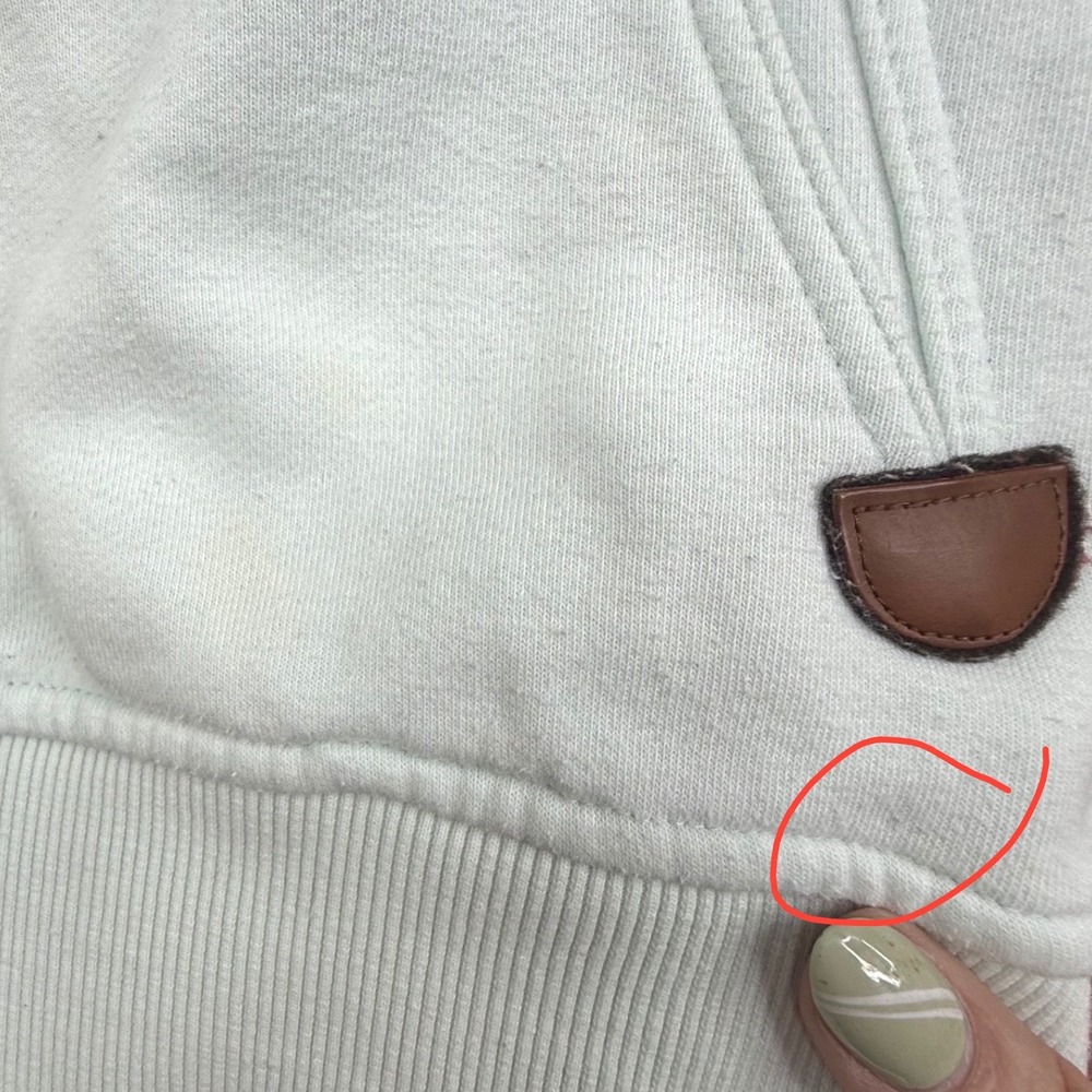 Wanakome Selene Half Zip Hoodie Mint Green XL cozy cabin gorpcore -SPOTS - Picture 6 of 9
